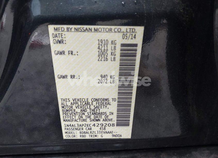 Photo 9 of 2014 Nissan Altima 2.5 S (VIN 1N4AL3AP2EC429208)