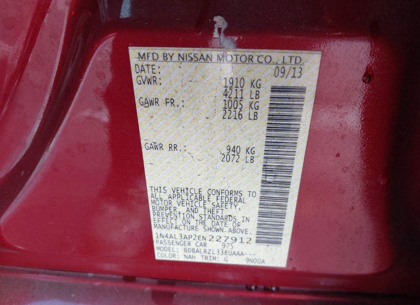 Photo 9 of 2014 Nissan Altima 2.5 S (VIN 1N4AL3AP2EN227912)