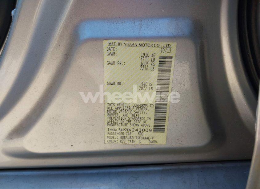 Photo 9 of 2014 Nissan Altima 2.5 S (VIN 1N4AL3AP2EN243009)