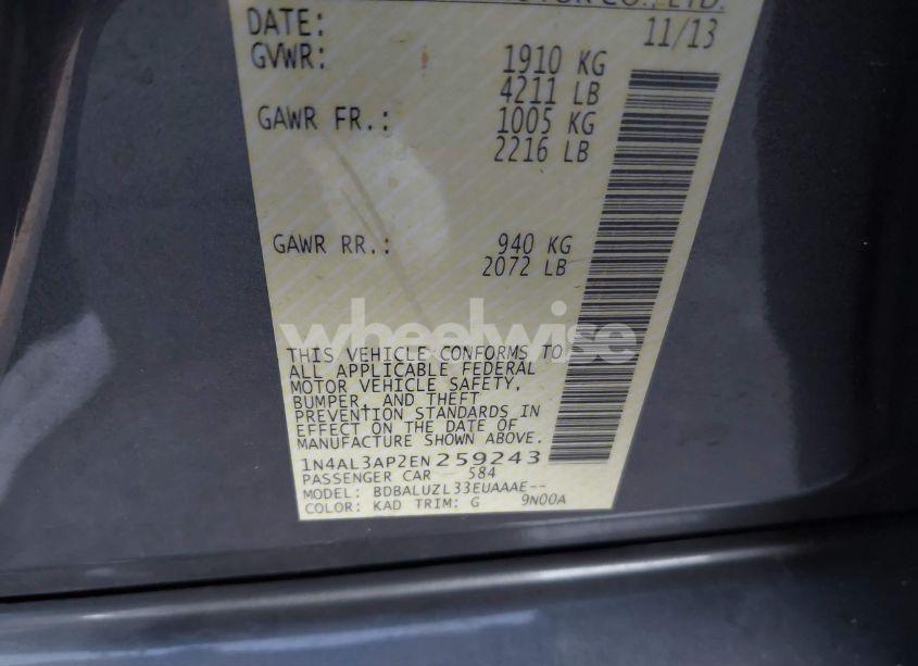 Photo 9 of 2014 Nissan Altima 2.5 SV (VIN 1N4AL3AP2EN259243)