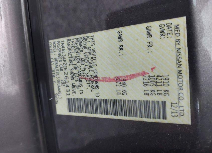 Photo 9 of 2014 Nissan Altima 2.5 S (VIN 1N4AL3AP2EN261431)