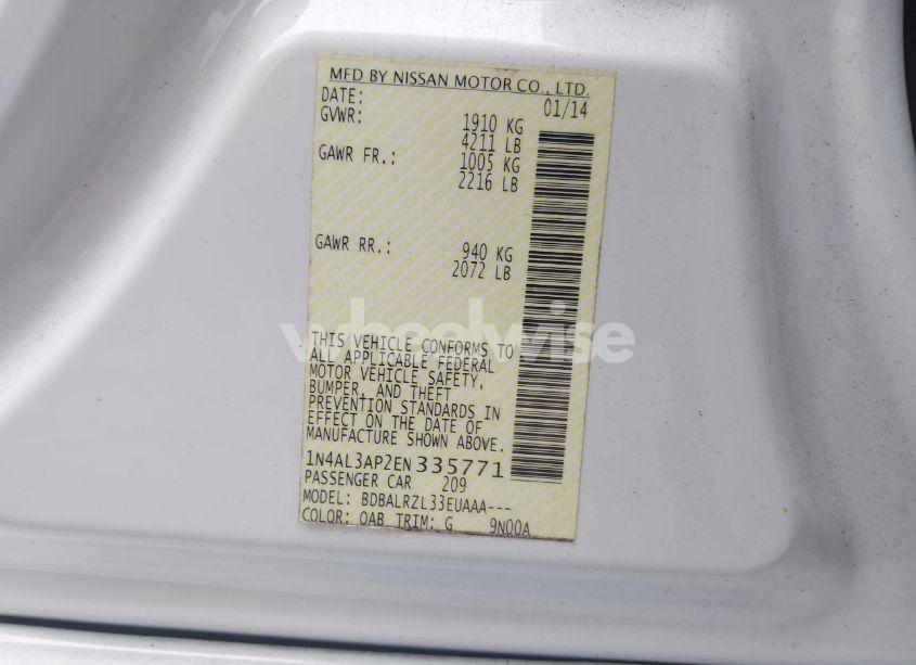 Photo 9 of 2014 Nissan Altima 2.5 S (VIN 1N4AL3AP2EN335771)