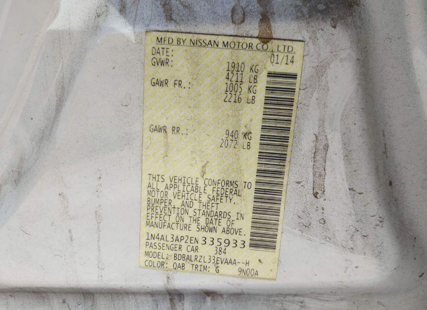 Photo 9 of 2014 Nissan Altima 2.5 S (VIN 1N4AL3AP2EN335933)