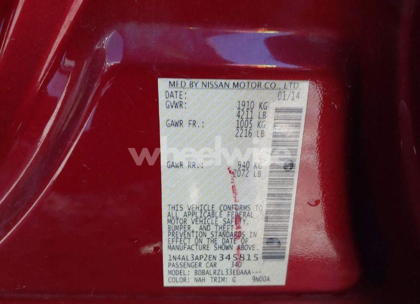 Photo 9 of 2014 Nissan Altima 2.5/2.5 S/2.5 SL/2.5 SV (VIN 1N4AL3AP2EN345815)