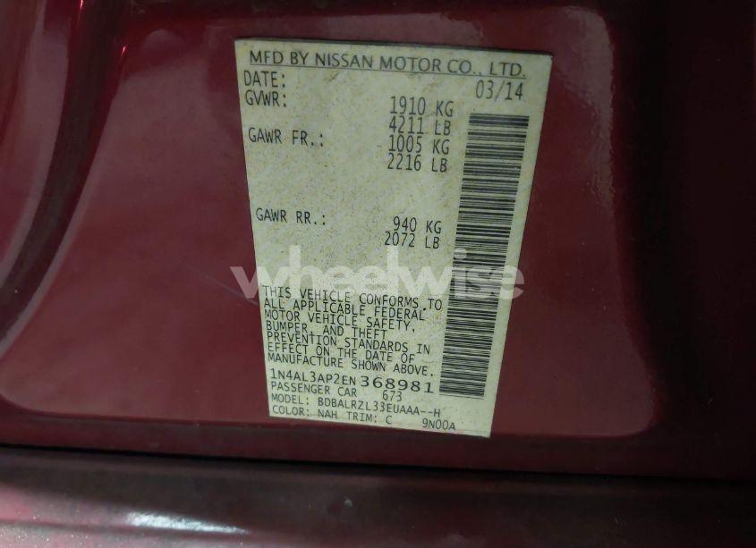 Photo 9 of 2014 Nissan Altima 2.5 S (VIN 1N4AL3AP2EN368981)