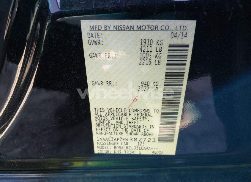 Photo 9 of 2014 Nissan Altima 2.5/2.5 S/2.5 SL/2.5 SV (VIN 1N4AL3AP2EN382721)