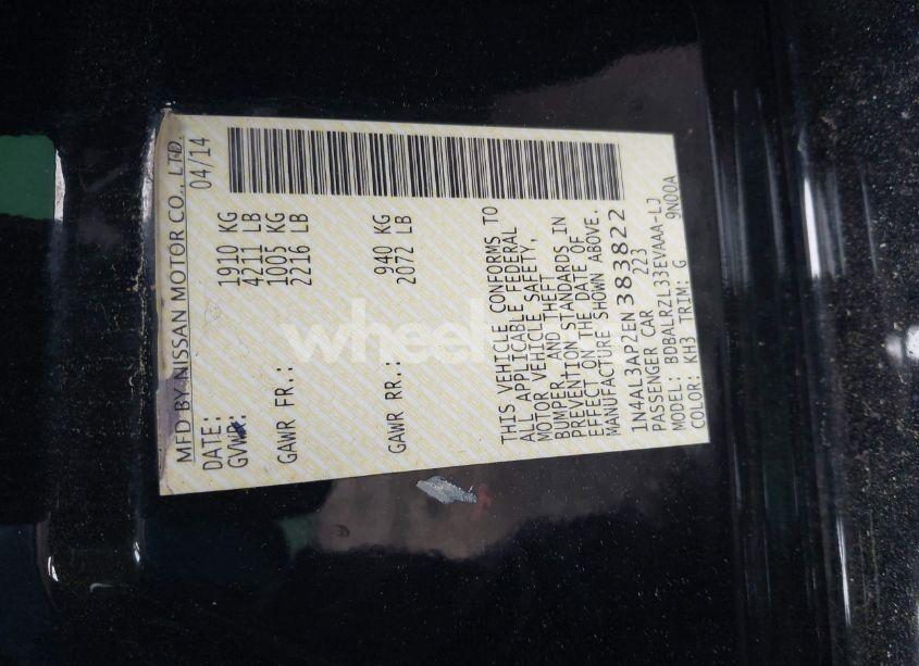 Photo 9 of 2014 Nissan Altima 2.5 S (VIN 1N4AL3AP2EN383822)