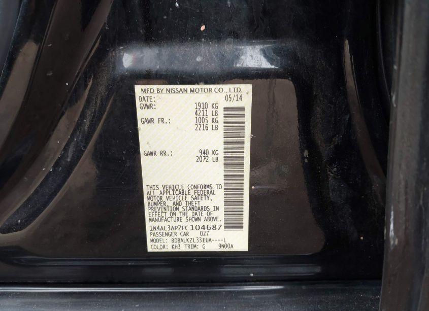 Photo 9 of 2015 Nissan Altima 2.5 SV (VIN 1N4AL3AP2FC104687)