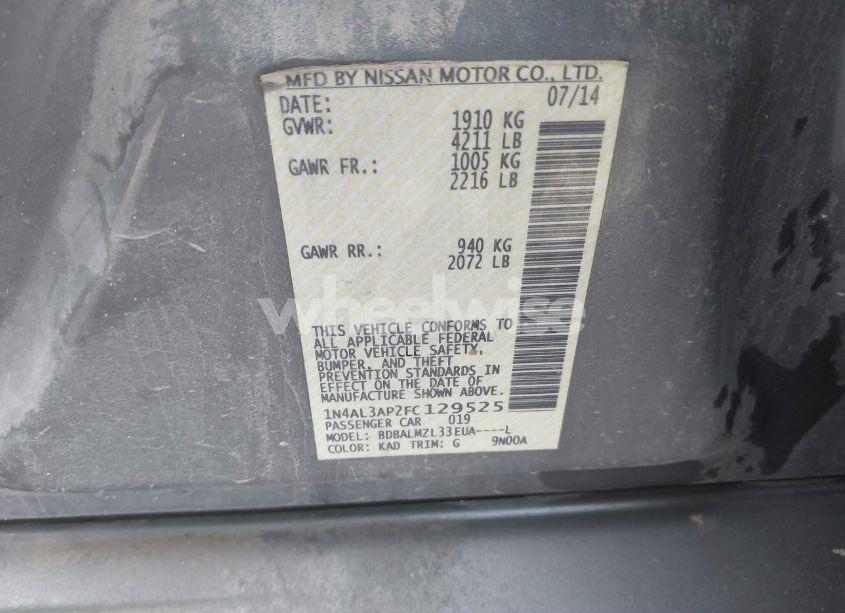 Photo 9 of 2015 Nissan Altima 2.5 SV (VIN 1N4AL3AP2FC129525)