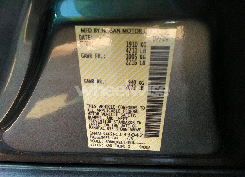 Photo 9 of 2015 Nissan Altima 2.5 SV (VIN 1N4AL3AP2FC133042)