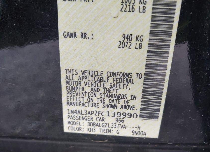 Photo 9 of 2015 Nissan Altima 2.5 S (VIN 1N4AL3AP2FC139990)