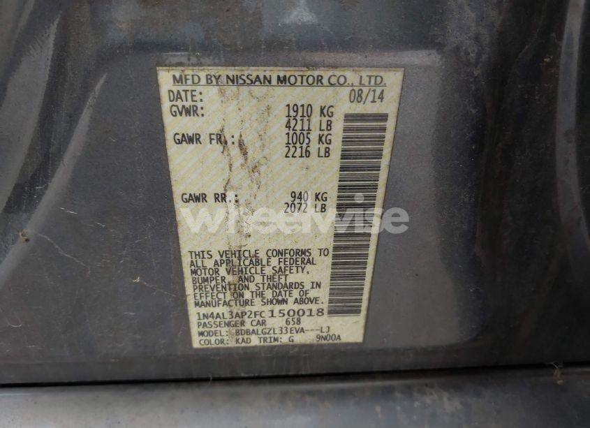 Photo 9 of 2015 Nissan Altima 2.5 S (VIN 1N4AL3AP2FC150018)