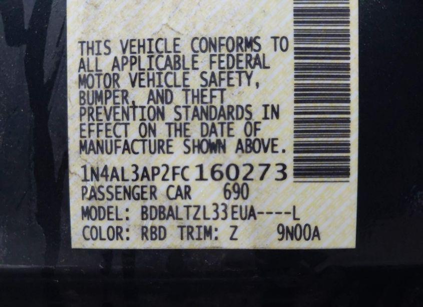 Photo 9 of 2015 Nissan Altima 2.5 SL (VIN 1N4AL3AP2FC160273)