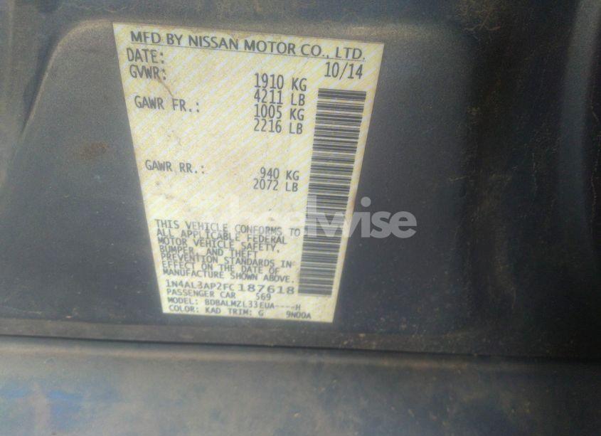 Photo 9 of 2015 Nissan Altima 2.5 SV (VIN 1N4AL3AP2FC187618)