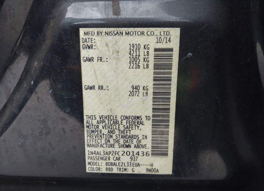 Photo 8 of 2015 Nissan Altima 2.5 S (VIN 1N4AL3AP2FC201436)