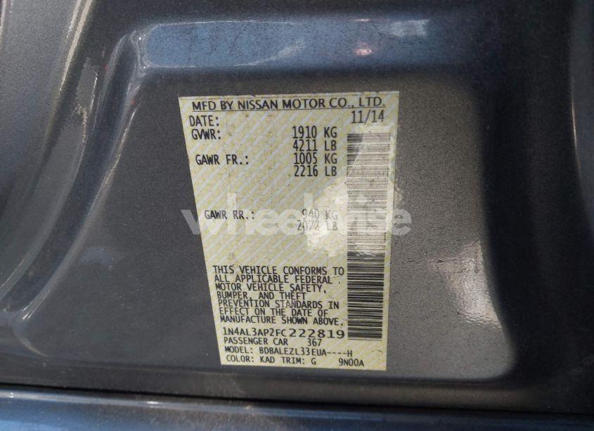 Photo 9 of 2015 Nissan Altima 2.5 S (VIN 1N4AL3AP2FC222819)