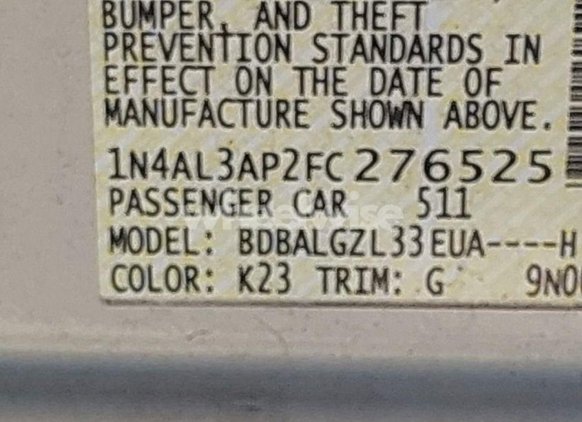 Photo 9 of 2015 Nissan Altima 2.5 S (VIN 1N4AL3AP2FC276525)