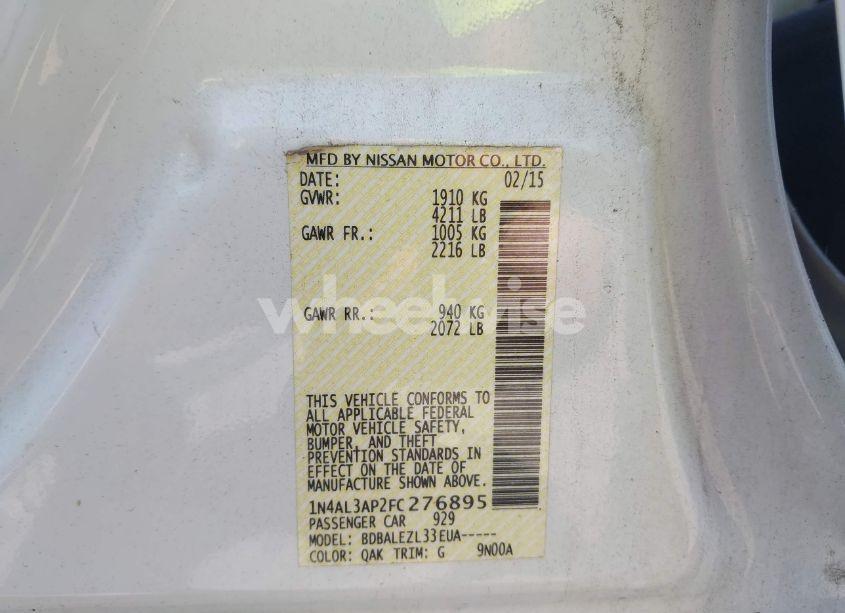 Photo 9 of 2015 Nissan Altima 2.5/2.5 S/2.5 SL/2.5 SV (VIN 1N4AL3AP2FC276895)