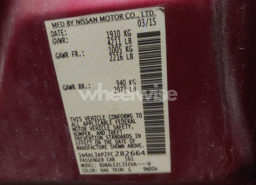 Photo 9 of 2015 Nissan Altima 2.5 S (VIN 1N4AL3AP2FC282664)