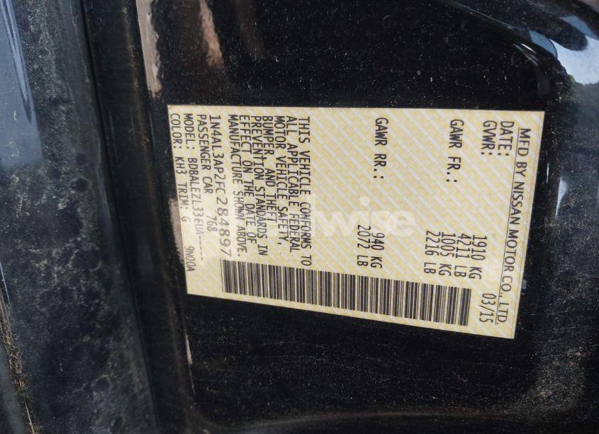 Photo 9 of 2015 Nissan Altima 2.5/2.5 S/2.5 SL/2.5 SV (VIN 1N4AL3AP2FC284897)