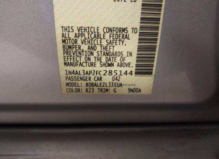 Photo 9 of 2015 Nissan Altima 2.5/2.5 S/2.5 SL/2.5 SV (VIN 1N4AL3AP2FC285144)