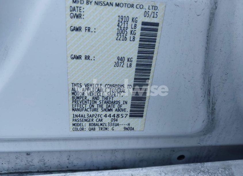 Photo 9 of 2015 Nissan Altima 2.5/2.5 S/2.5 SL/2.5 SV (VIN 1N4AL3AP2FC444857)