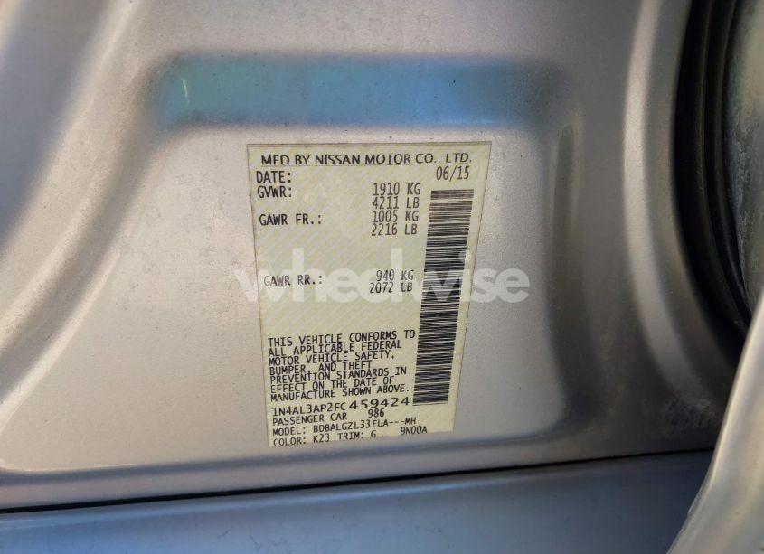 Photo 9 of 2015 Nissan Altima 2.5 S (VIN 1N4AL3AP2FC459424)