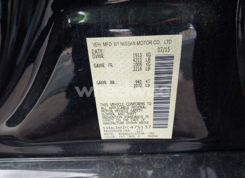 Photo 9 of 2015 Nissan Altima 2.5 S (VIN 1N4AL3AP2FC475137)