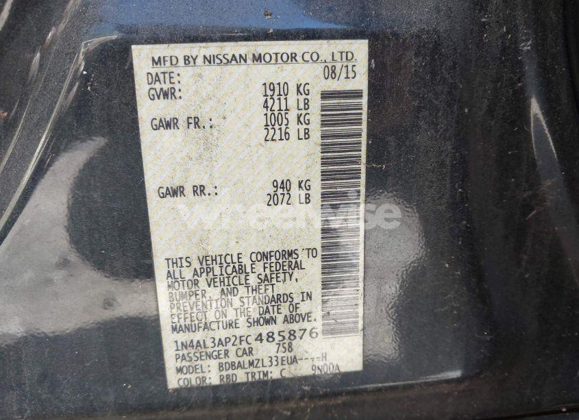 Photo 9 of 2015 Nissan Altima 2.5 SV (VIN 1N4AL3AP2FC485876)