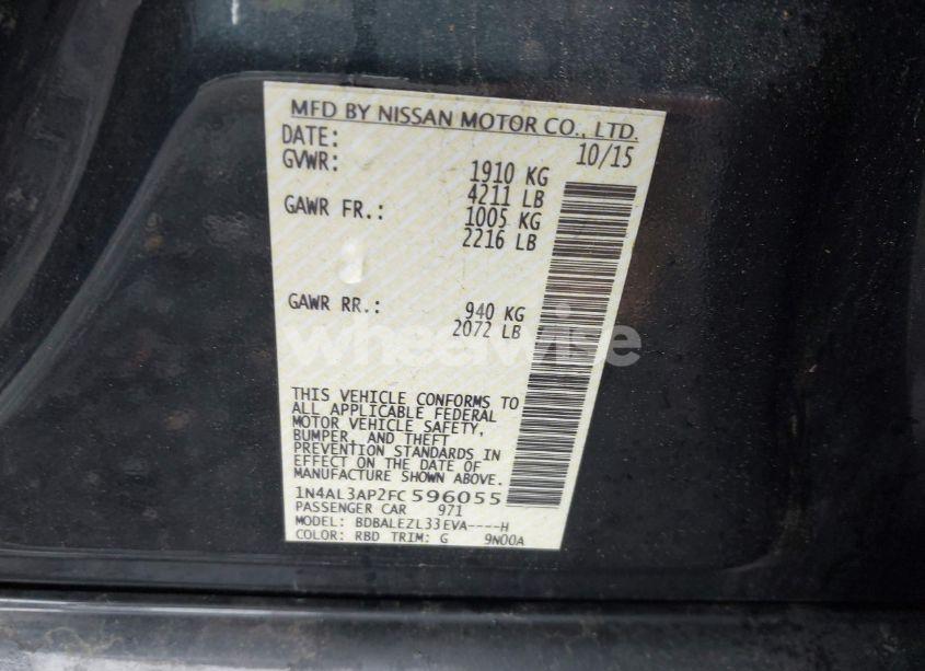 Photo 9 of 2015 Nissan Altima 2.5 S (VIN 1N4AL3AP2FC596055)