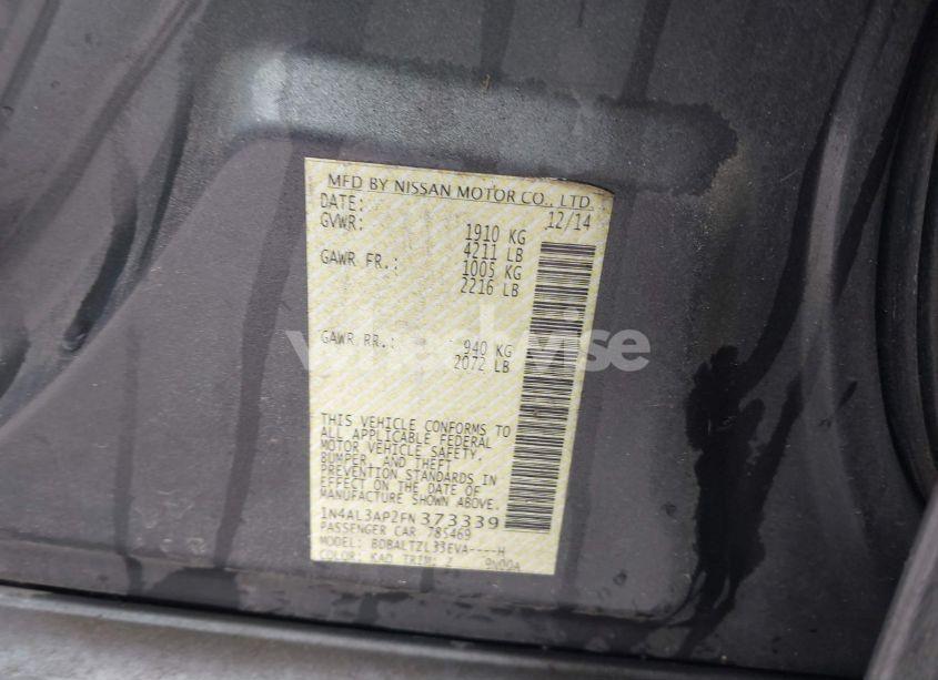 Photo 9 of 2015 Nissan Altima 2.5 SL (VIN 1N4AL3AP2FN373339)