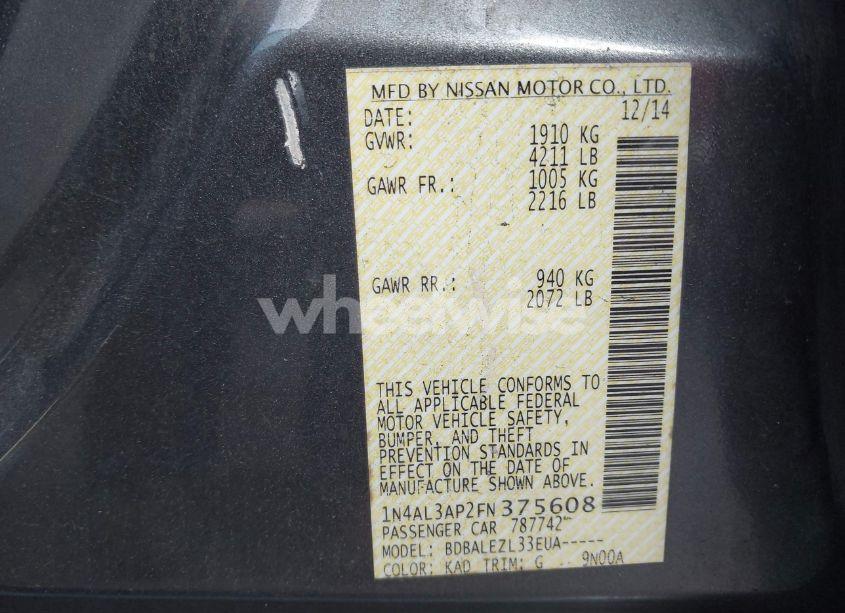 Photo 9 of 2015 Nissan Altima 2.5 S (VIN 1N4AL3AP2FN375608)