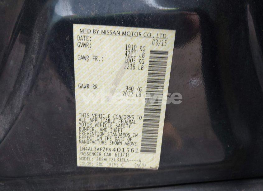 Photo 9 of 2015 Nissan Altima 2.5/2.5 S/2.5 SL/2.5 SV (VIN 1N4AL3AP2FN401561)