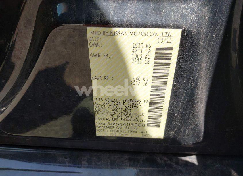 Photo 9 of 2015 Nissan Altima 2.5 SL (VIN 1N4AL3AP2FN403908)