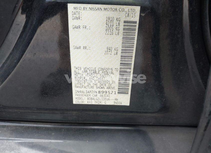 Photo 9 of 2015 Nissan Altima 2.5 S (VIN 1N4AL3AP2FN899521)