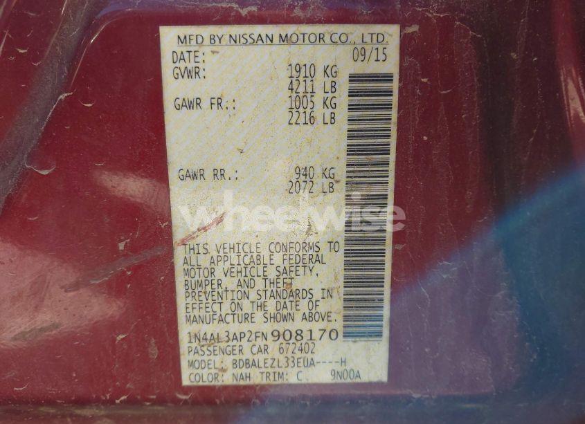 Photo 9 of 2015 Nissan Altima 2.5 S (VIN 1N4AL3AP2FN908170)