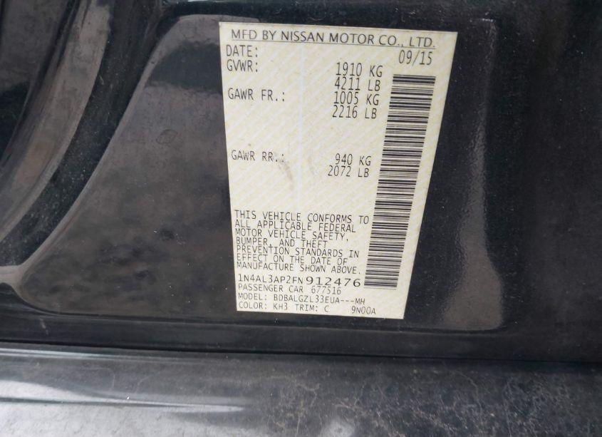 Photo 9 of 2015 Nissan Altima 2.5 S (VIN 1N4AL3AP2FN912476)