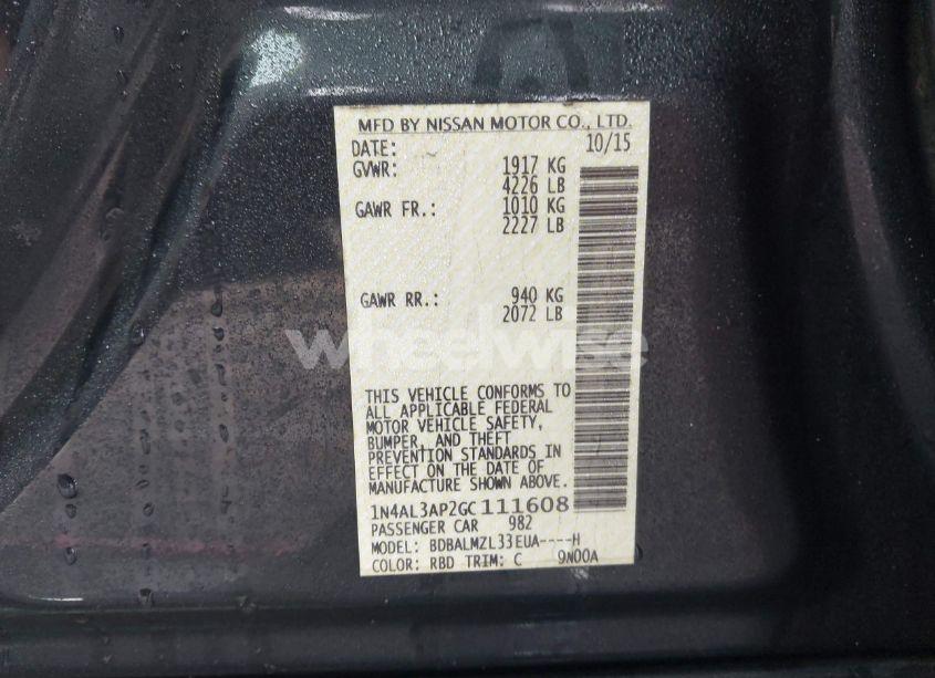 Photo 9 of 2016 Nissan Altima 2.5 SV (VIN 1N4AL3AP2GC111608)