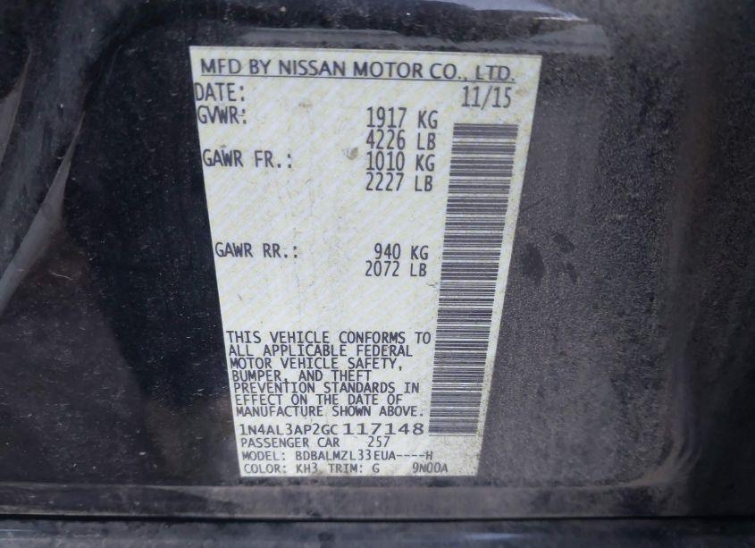 Photo 9 of 2016 Nissan Altima 2.5 SV (VIN 1N4AL3AP2GC117148)