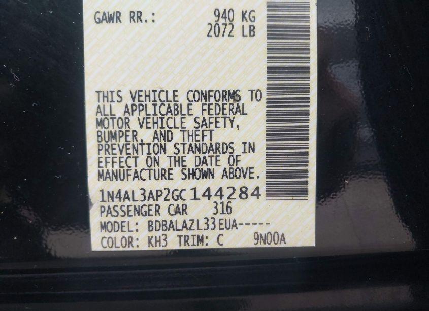 Photo 9 of 2016 Nissan Altima 2.5 (VIN 1N4AL3AP2GC144284)