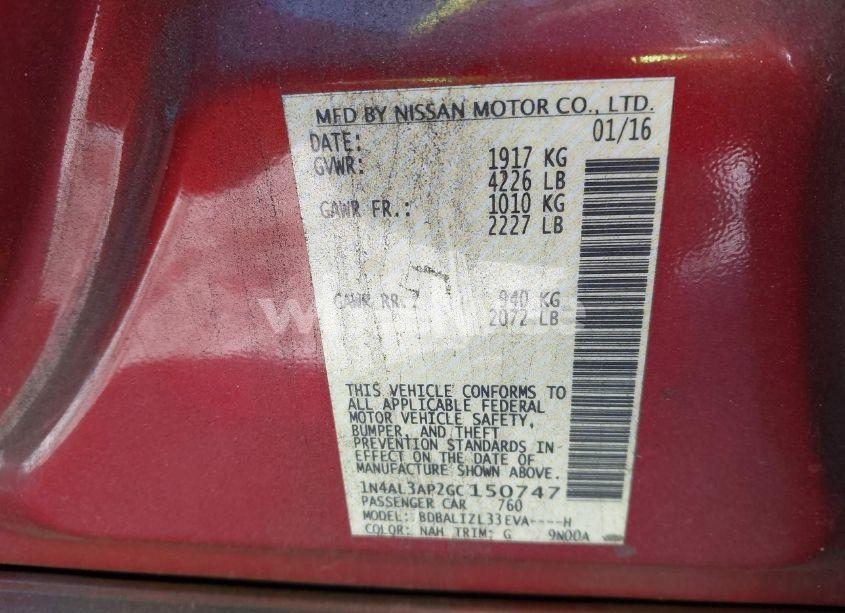 Photo 9 of 2016 Nissan Altima 2.5 SV (VIN 1N4AL3AP2GC150747)