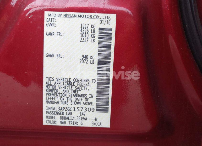 Photo 9 of 2016 Nissan Altima 2.5 SV (VIN 1N4AL3AP2GC157309)