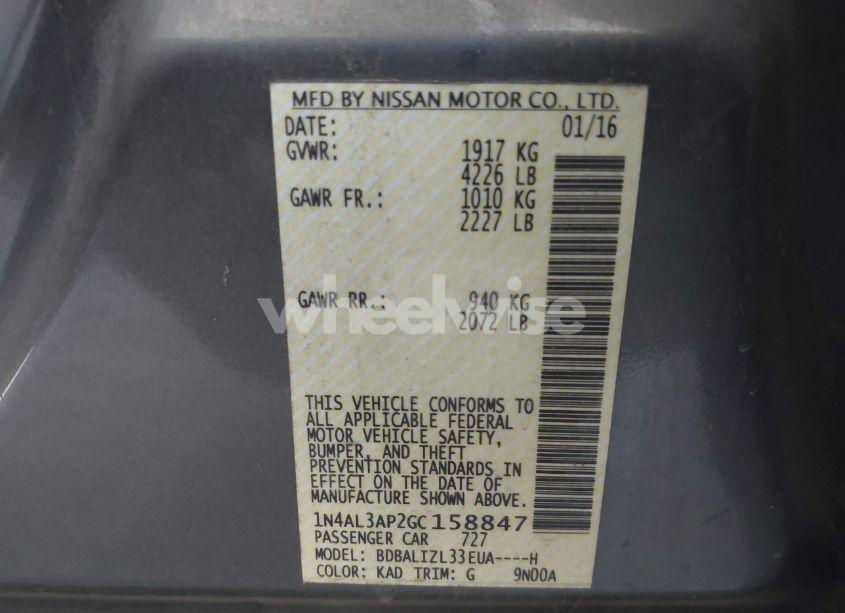 Photo 9 of 2016 Nissan Altima 2.5 SV (VIN 1N4AL3AP2GC158847)