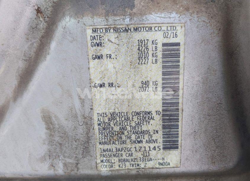 Photo 9 of 2016 Nissan Altima 2.5 SR (VIN 1N4AL3AP2GC171145)