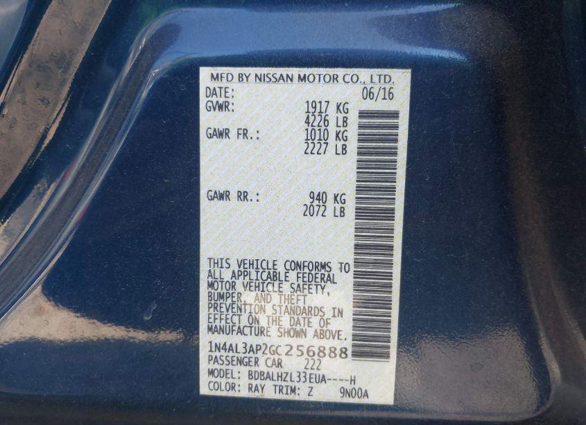 Photo 9 of 2016 Nissan Altima 2.5 SR (VIN 1N4AL3AP2GC256888)