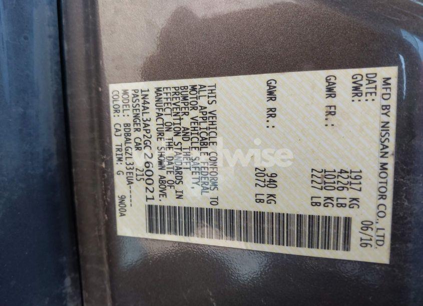 Photo 9 of 2016 Nissan Altima 2.5/2.5 S/2.5 SL/2.5 SR/2.5 SV (VIN 1N4AL3AP2GC260021)