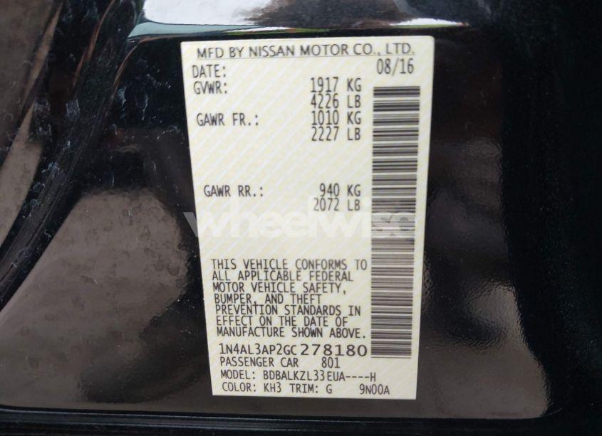 Photo 9 of 2016 Nissan Altima 2.5 SV (VIN 1N4AL3AP2GC278180)