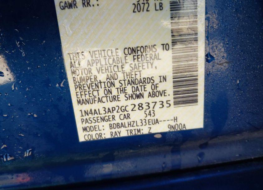 Photo 9 of 2016 Nissan Altima 2.5 SR (VIN 1N4AL3AP2GC283735)