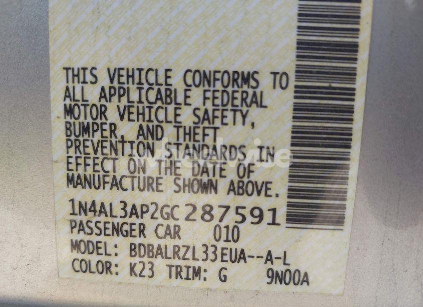 Photo 9 of 2016 Nissan Altima 2.5 SL (VIN 1N4AL3AP2GC287591)