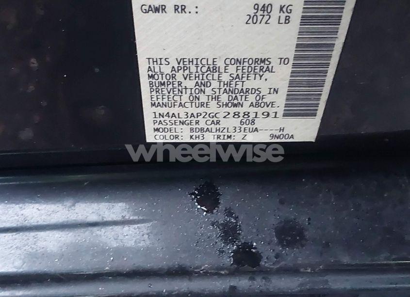 Photo 9 of 2016 Nissan Altima 2.5 SR (VIN 1N4AL3AP2GC288191)